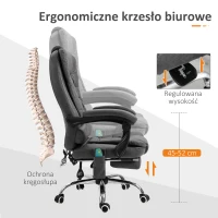 Vinsetto Fotel Biurowy z Funkcją Masażu, Ergonomiczny, 65x160x104cm, Szary(m-6)
