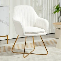 HOMCOM Set of Two Sherpa Fleece Dining Chairs - Cream(m-7)