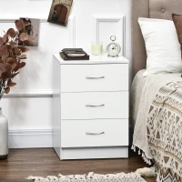 HOMCOM Three-Drawer Simple Bedside Table - White(m-10)