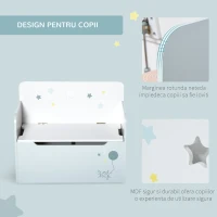 HOMCOM Bancă de Depozitare Portabilă pentru Jucării 2 în 1, Ladă cu Spătar pentru Copii de 3-6 Ani, 60x30x50 cm, Albastru(m-4)