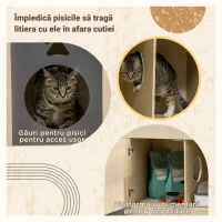 PawHut Dulap pentru Litieră cu 2 Uși, Spațiu de Depozitare și Țepi pentru Zgârâiat, 107x54x70 cm, Lemna Natural(m-8)