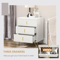 HOMCOM Elegant Chest of Three Drawers - White/Gold-Tone(m-5)