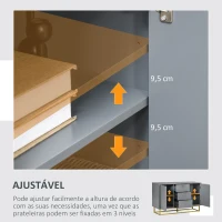 HOMCOM Aparador Auxiliar Armário de Armazenamento com 3 Gavetas e 2 Armários com Prateleira Ajustável 120x40x76 cm Cinza(m-7)