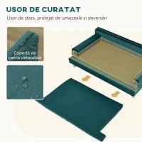 PawHut Canapea pentru Câini Căptușit, Culcuș pentru Câini cu Husă Detașabilă și Picioare din Lemn, 100x62x32 cm, Verde(m-5)