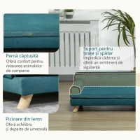PawHut Canapea pentru Câini Căptușit, Culcuș pentru Câini cu Husă Detașabilă și Picioare din Lemn, 100x62x32 cm, Verde(m-6)