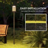 Outsunny Set of Two 1.8m Traditional Style Solar Lamp Posts - Black(m-7)