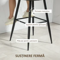 HOMCOM Set 2 Scaune de Bar din Piele Ecologică PU, Scaune Înalte cu Suport pentru Picioare, 52x53x99 cm, Gri Închis(m-5)