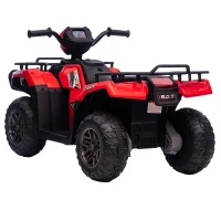 HOMCOM Kinder-Elektroquad, max. 4 km/h, ab 3 Jahren, LED-Scheinwerfer, Musikanschluss, schwarz+rot 88 x 45 x 50 cm(m-12)