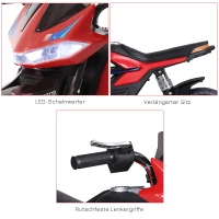 HOMCOM Kindermotorrad Kinder-Elektromotorrad Elektro-Motorrad für Kinder 3-6 Jahren Licht Musik MP3 Elektrofahrzeug mit Stützrädern maximal 3 km/h Metall + Kunststoff Rot 105 x 52,3 x 62,3 cm(m-6)