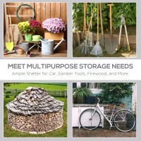 Outsunny 2 x 2m Garden Garage Storage Tent Galvanized Steel Outdoor Carport Gazebo Waterproof UV-Resistant - Grey(m-7)