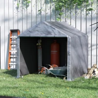 Outsunny 2 x 2m Garden Garage Storage Tent Galvanized Steel Outdoor Carport Gazebo Waterproof UV-Resistant - Grey(m-2)