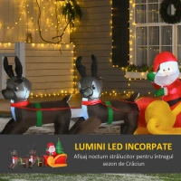 HOMCOM Mos Craciun Gonflabil cu Sanie , Reni si Brad de Craciun cu Lumini Led 210cm(m-4)