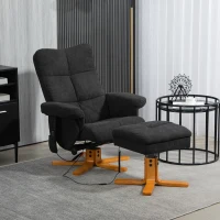 HOMCOM Massagestoel met Ligfunctie en Voetenbankje, 145° Kanteling, Polyester, 80 x 86 x 99 cm, Zwart(m-2)