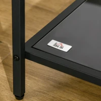 HOMCOM Stolik pomocniczy ze szklanymi blatami hartowanymi, dwupoziomowy, klasyczny design z metalową strukturą, czarny(m-8)