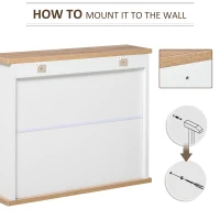 kleankin Bathroom Furniture Set, Mirror Cabinet Wall Mounted with Adjustable Shelf, Bathroom Sink Cabinet with Storage, White and Wood Grain(m-6)