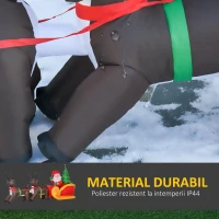 HOMCOM Mos Craciun Gonflabil cu Sanie , Reni si Brad de Craciun cu Lumini Led 210cm(m-5)