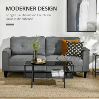 HOMCOM Stolik kawowy z półką, regulowane nóżki, stalowa rama, blat ze szkła, 100 x 55 x 45,5 cm, czarny(m-4)