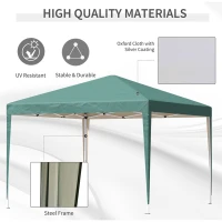 Outsunny 3 x 3M Garden Pop Up Gazebo Height Adjustable Marquee Party Tent Wedding Canopy with Carrying Bag, Green(m-4)