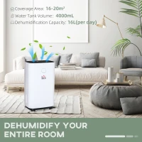 HOMCOM 16L/Day Portable Dehumidifier for Home, with LED Screen, Sleep Mode, 24H Timer, Electric Air Dehumidifier for Damp Laundry Bedroom Basement(m-4)