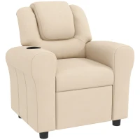 HOMCOM Kids Recliner Chair, PU Leather with Adjustable Backrest, Footrest, Padded Headrest, Beige(m-1)