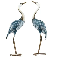 Outsunny Crane Garden Ornaments, 2 PCS Garden Statue Set, Steel Garden Gifts for Patio Pond Landscape Decoration, Multi-Colour(m-10)