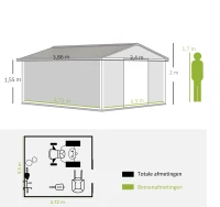 Outsunny Gereedschapsschuur met fundering 24,5 m³ gereedschapsschuur tuinhuisje stalen schuifdeur(m-4)