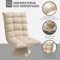 HOMCOM Relaxsessel Lesesessel, drehbar, Leinenoptik, 62 cm x 70 cm x 95 cm, Beige(m-6)