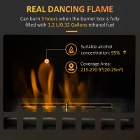 HOMCOM Free Standing Ethanol Fireplace, Bioethanol Heater Stove Fire with 0.9L Tank, 3 Hours Burning Time, Black(m-4)