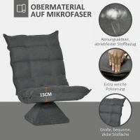 HOMCOM Relaxsessel Lesesessel, drehbar, Leinenoptik, 62 cm x 70 cm x 95 cm, Grau(m-7)