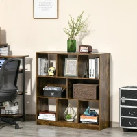 HOMCOM Storage Shelf 3-Tier Bookcase Display Rack Home Organizer for Home Office, Living Room, Playroom, Rustic Brown(m-14)
