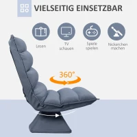 HOMCOM Sessel, drehbar, neigbare Rücklehne, Lederoptik, Stahlrahmen, grau, 62 x 70 x 95 cm(m-6)