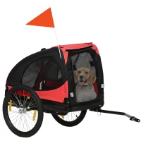 PawHut Opvouwbare Hondenaanhanger, Fietsaanhangwagen voor Honden, Waterbestendig, Oxford-stof, Metaal, 140 x 71 x 83 cm, Rood(m-10)