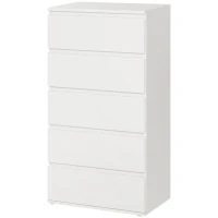 HOMCOM Chest of Drawers, 5 Drawers Storage Cabinet Floor Tower Cupboard for Bedroom Living Room, White(m-11)