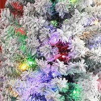 HOMCOM 7' Artificial Prelit Christmas Trees Holiday Décor with Colourful LED Lights, Flocked Tips, Berry, Pine Cone(m-9)