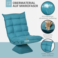 HOMCOM Relaxsessel Lesesessel, drehbar, Samtoptik, 62 cm x 70 cm x 95 cm, Blau(m-7)