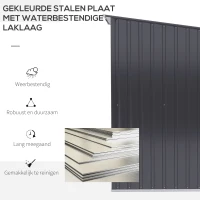 Outsunny Tuinhuis Metaal, Roestvrij en Condensatie Bestrijding voor Huis,100x103x160 cm, Donkergrijs(m-5)