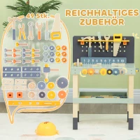 AIYAPLAY Dziecięcy Stół Warsztatowy, z zestawem narzędzi, solidny, dla dzieci 3-6 lat, 58 x 31 x 77,5 cm, Błękitny(m-4)