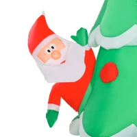 HOMCOM opblaasbare kerstboom met kerstman sneeuwpop en geschenkdoos 210 cm kerstverlichting LED zelfopblazend polyester groen 144 x 125 x 210 cm(m-12)