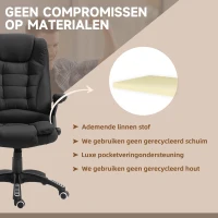 Vinsetto® kantoorstoel massagestoel draaistoel in hoogte verstelbaar 130° hoek linnen zwart 67 x 85 x 116 cm(m-4)