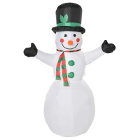 HOMCOM 1,93 m opblaasbare sneeuwpop met 2 modulelampen kerstversiering voor binnen en buiten tuin gazondecoratie feest polyester wit  130 x 72 x 193 cm(m-13)