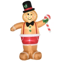 Outsunny Christmas opblaasbare peperkoekman 2,38 m met LED-verlichting weerbestendig(m-13)