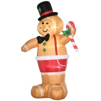 Outsunny Christmas opblaasbare peperkoekman 2,38 m met LED-verlichting weerbestendig(m-15)