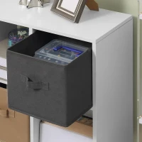 HOMCOM Freestanding 6 Cube Unit Cabinet Unit w/ 3 Fabric Drawers Handles Home Office Storage Shelves White(m-8)