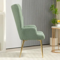 HOMCOM Fotoliu de Living cu Spătar Înalt, 73x68x111 cm, Verde și Auriu(m-7)