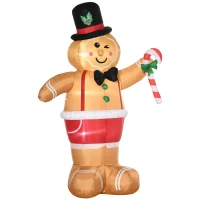 Outsunny Christmas opblaasbare peperkoekman 2,38 m met LED-verlichting weerbestendig(m-14)
