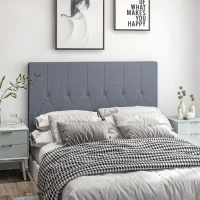 HOMCOM Cabecero de Cama 160 cm Cabezal de Cama Tapizado en PU 2 Formas de Uso Vertical o Montado a la Pared Cabecero para Dormitorio Gris(m-2)