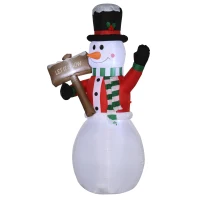 HOMCOM Aufblasbarer Schneemann, Outdoor Weihnachtsdekoration, 1,80 m, Santa Claus, inkl. Gebläse, Mehrfarbig(m-13)
