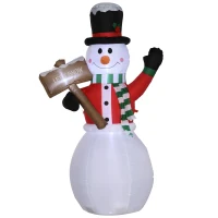 HOMCOM Aufblasbarer Schneemann, Outdoor Weihnachtsdekoration, 1,80 m, Santa Claus, inkl. Gebläse, Mehrfarbig(m-14)