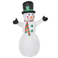 HOMCOM 1,93 m opblaasbare sneeuwpop met 2 modulelampen kerstversiering voor binnen en buiten tuin gazondecoratie feest polyester wit  130 x 72 x 193 cm(m-14)