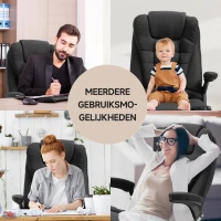 Vinsetto® kantoorstoel massagestoel draaistoel in hoogte verstelbaar 130° hoek linnen zwart 67 x 85 x 116 cm(m-9)